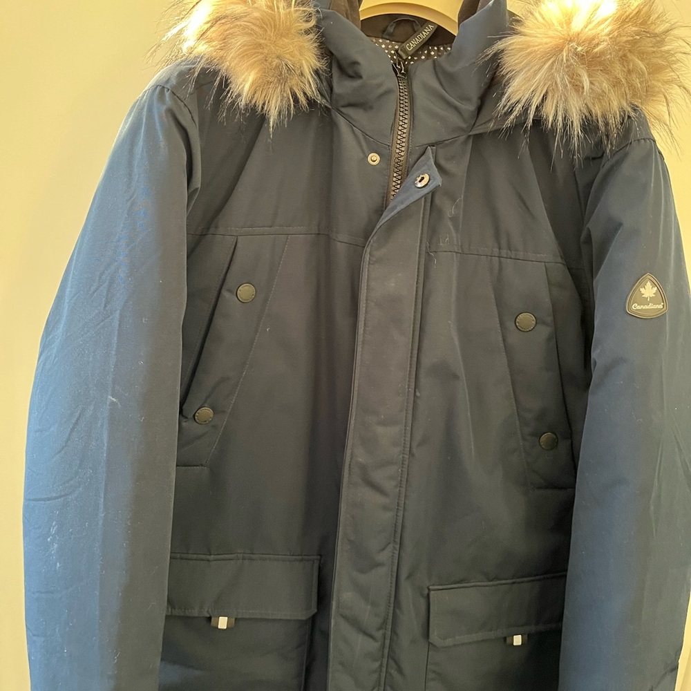 Women or men’s  Navy Winter Parka with Fur Hood